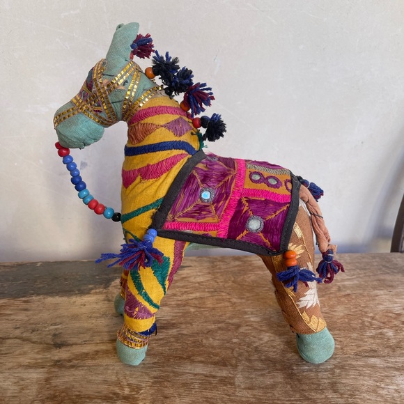 HANDMADE INDIAN HORSE DECOR 1970s Exceptional Detail Embroidered Beaded Mirrors - Picture 2 of 11